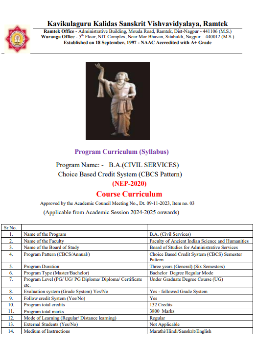 Cover for B.A.(CIVIL SERVICES) (CBCS Pattern) Syllabus